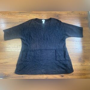Soft Surroundings pullover tunic sweater with pockets one size grey flaw